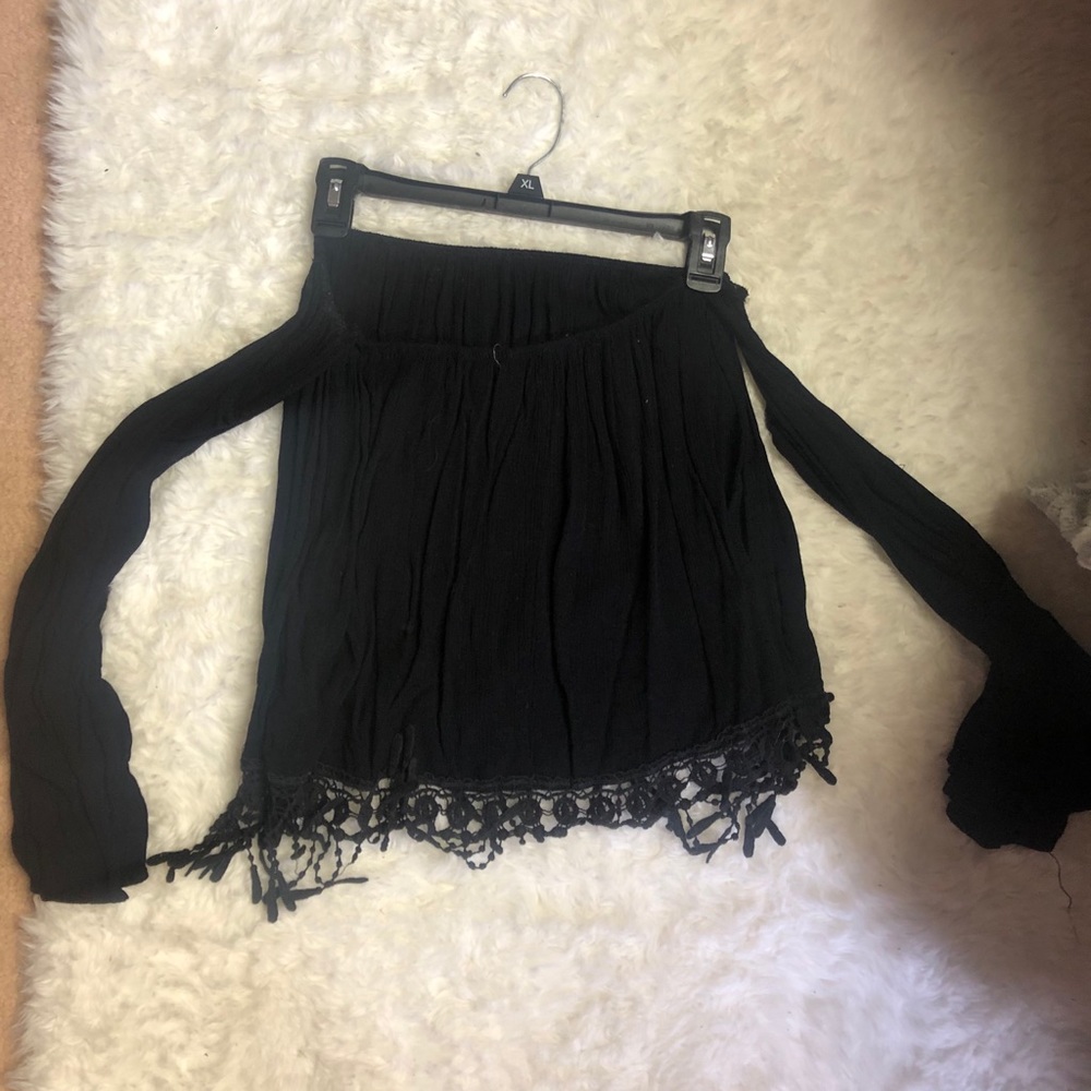 Black off the should long sleeve top